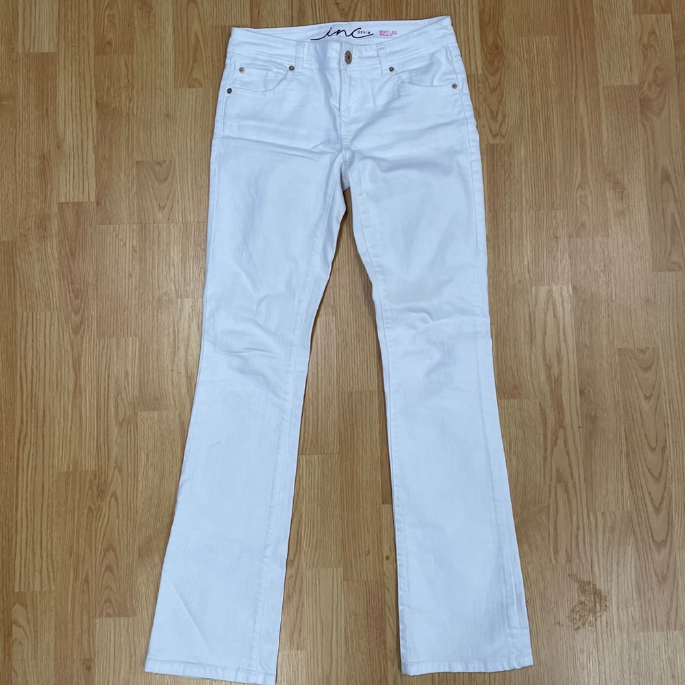 INC Women’s Boot Cut Flare White Jeans